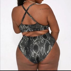 Two Piece Snakeskin High Waisted Bikini